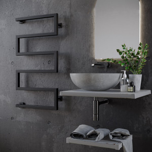 Полотенцесушитель Stinox Ultra 500x900 БП (1/2") черный матовый на стене