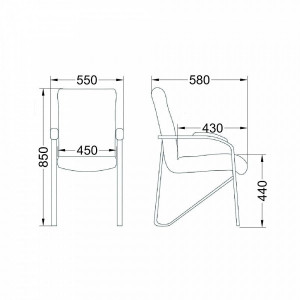 Стул офисный Геллер Samba Aks 1 темное дерево/черный схема
