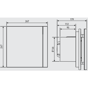 Габаритные размеры вентилятора Soler&Palau Silent-300 CZ Plus Design - 3C