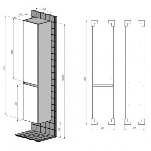 Шкаф-пенал Briz Бари 35 R 222 04-06035-00 02 ГРФ схема