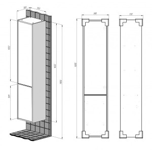 Шкаф-пенал Briz Монца 35 R 237 04-06к35-00 02 БЕЛ схема