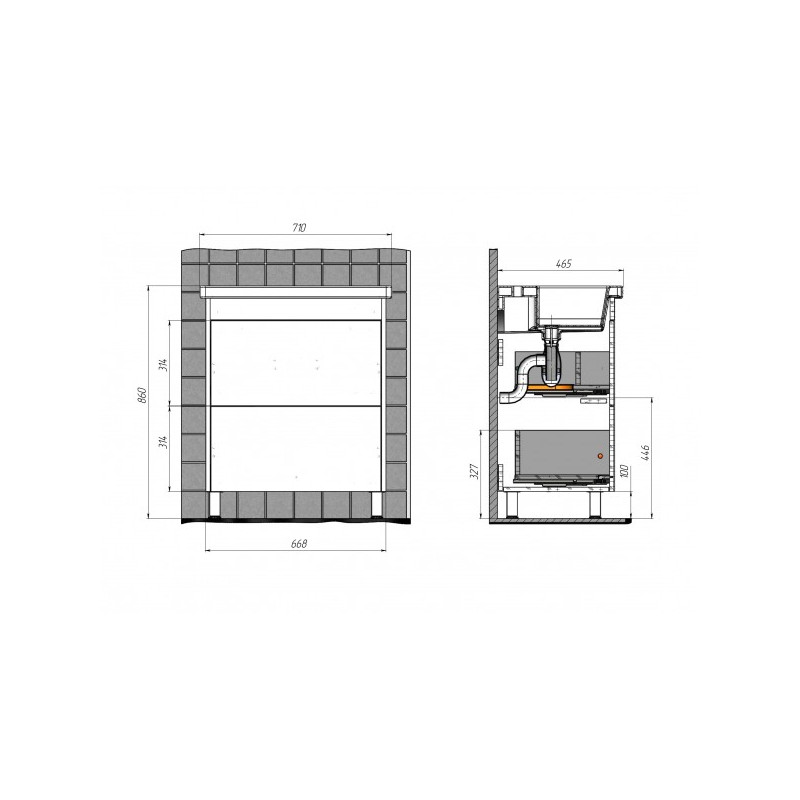 Тумба с умывальником Briz Риччи 70 360 03-08070-06 00 БЕЛ схема