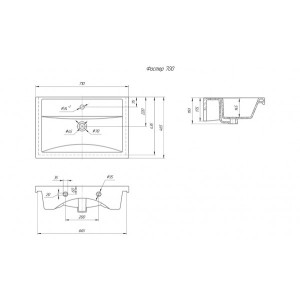 Тумба с умывальником Briz Риччи 70 360 03-08070-06 00 БЕЛ схема умы
