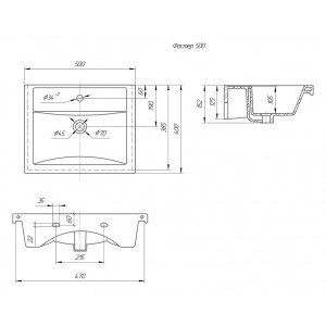 Тумба с умывальником Briz Бьелла 50 364 03-18050-06 00 БЕЛ схема умывальника