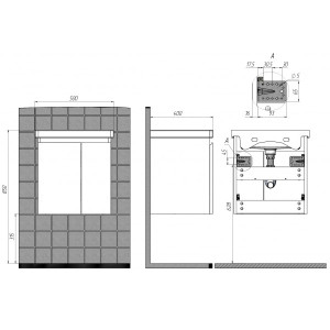 Тумба с умывальником Briz Бьелла 50 364 03-18050-06 00 БЕЛ схема