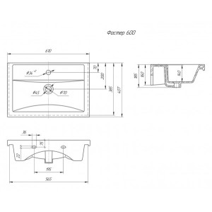 Тумба с умывальником Briz Бьелла 60 364 03-18060-06 00 БЕЛ схема умывальника