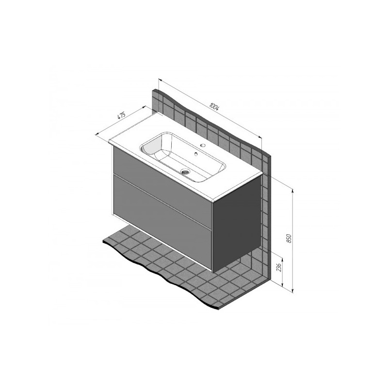 Тумба с умывальником Briz Монца 100 237 03-18100-11 00 БЕЛ схема