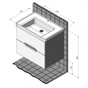 Тумба с умывальником Briz Пола 70 236 03-18070-15 00 БЕЛ схема