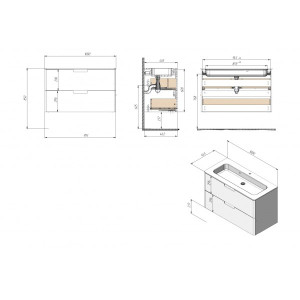 Тумба с умывальником Briz Прато 100 240 03-18100-16 00 БЕЛ схема