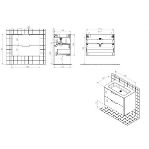 Тумба с умывальником Briz Прато 80 240 03-18080-16 00 БЕЛ схема