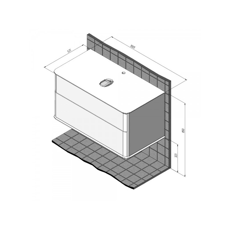 Тумба с умывальником Briz Рим 100 233 03-18100-00 00 БЕЛ схема