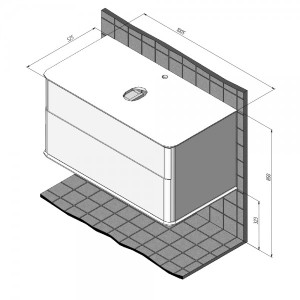 Тумба с умывальником Briz Рим 100 233 03-18100-00 00 БЕЛ схема
