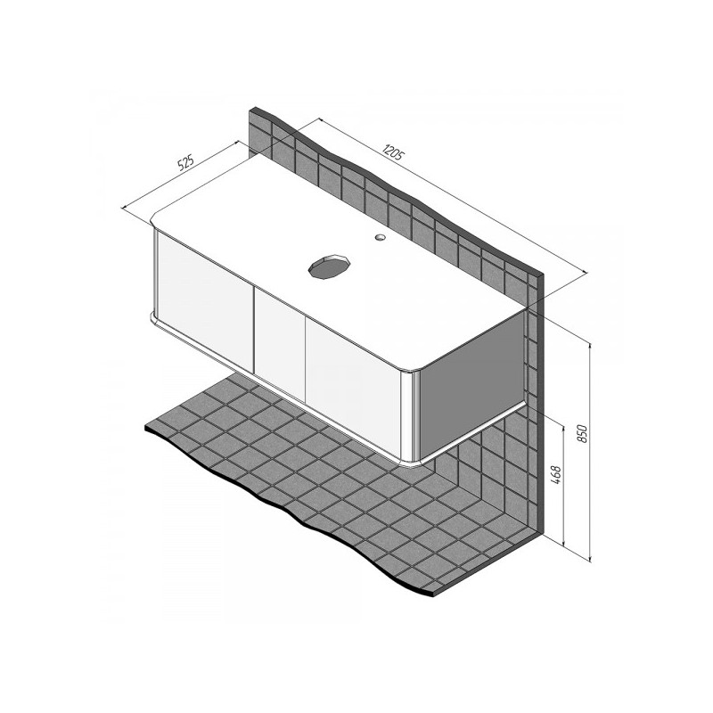 Тумба с умывальником Briz Рим 120 233 03-18120-00 00 БЕЛ схема