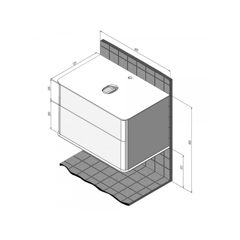 Тумба с умывальником Briz Рим 80 233 03-18080-00 00 БЕЛ схема