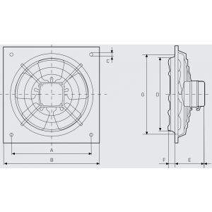 Габаритные размеры вентилятора Soler&Palau HXM-250