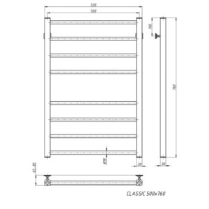 Полотенцесушитель Stinox Classic 500x800 НП (1/2") с полочкой белый матовый схема
