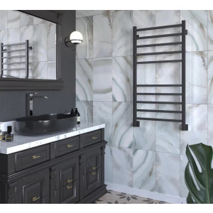 Полотенцесушитель Stinox Quatro 500x1000 БП (1") черный матовый в интерьере