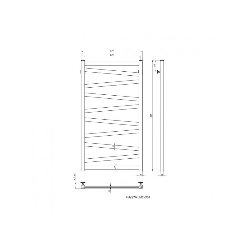 Полотенцесушитель Stinox Madena 500x1000 НП (1/2") схема