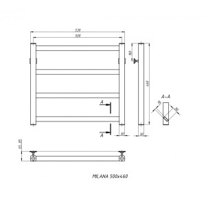 Полотенцесушитель Stinox Milana 500x500 НП (1/2") схема