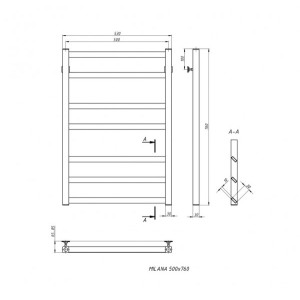 Полотенцесушитель Stinox Milana 500x800 НП (1/2") схема