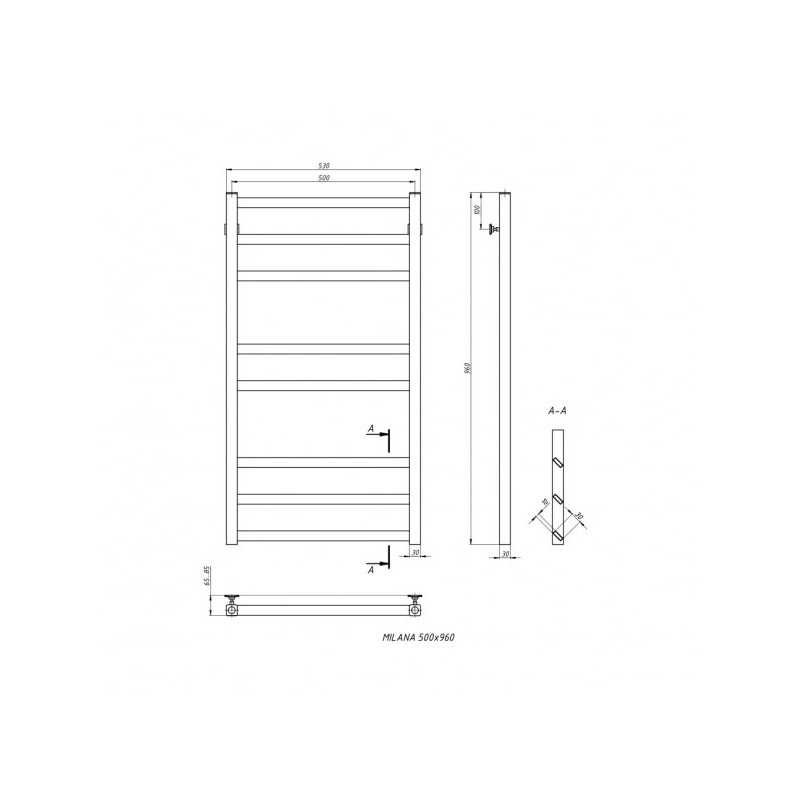 Полотенцесушитель Stinox Milana 500x1000 НП (1/2") схема