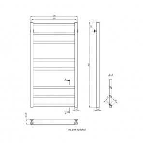 Полотенцесушитель Stinox Milana 500x1000 НП (1/2") схема