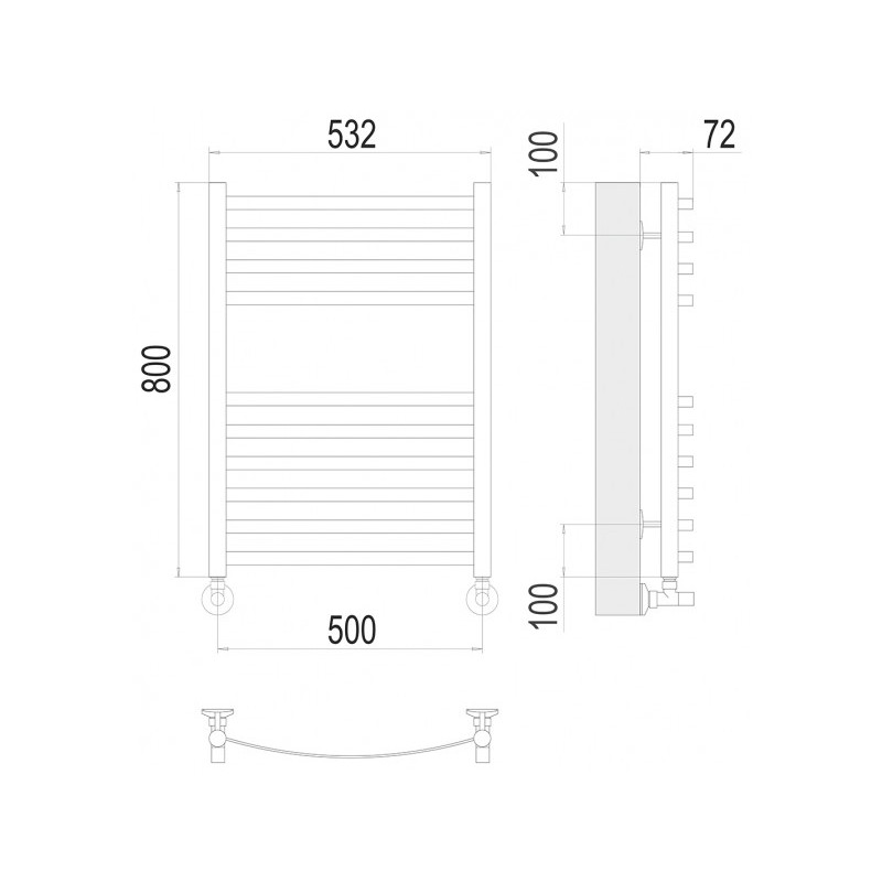 Полотенцесушитель Terminus Авиэль П10 500х800 НП (1/2") схема