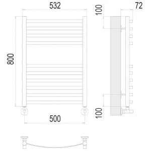Полотенцесушитель Terminus Авиэль П10 500х800 НП (1/2") схема