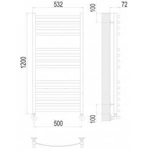 Полотенцесушитель Terminus Авиэль П14 500х1200 НП (1/2") схема