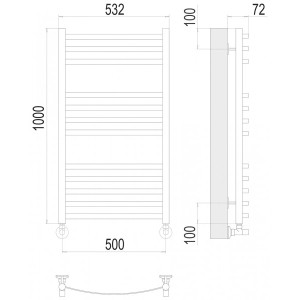 Полотенцесушитель Terminus Авиэль П12 500х1000 НП (1/2") схема
