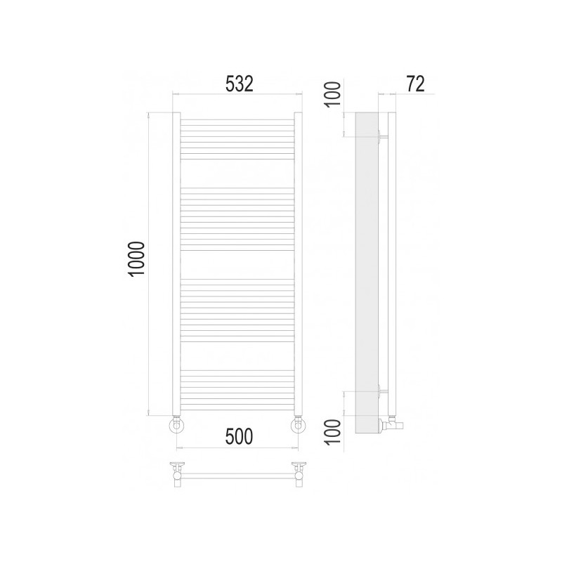 Полотенцесушитель Terminus Аврора П20 500x1000 НП (1/2") схема