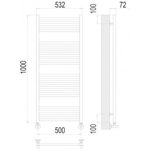 Полотенцесушитель Terminus Аврора П20 500x1000 НП (1/2") схема