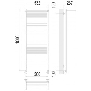 Полотенцесушитель Terminus Аврора П20 500x1000 НП (1/2") с полочкой схема