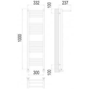 Полотенцесушитель Terminus Аврора П20 300x1000 НП (1/2") с полочкой схема