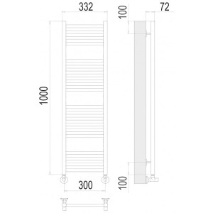 Полотенцесушитель Terminus Аврора П20 300x1000 НП (1/2") схема