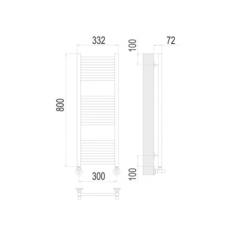 Полотенцесушитель Terminus Аврора П16 300x800 НП (1/2") схема