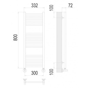 Полотенцесушитель Terminus Аврора П16 300x800 НП (1/2") схема