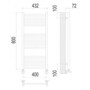 Полотенцесушитель Terminus Аврора П16 400x800 НП (1/2") схема