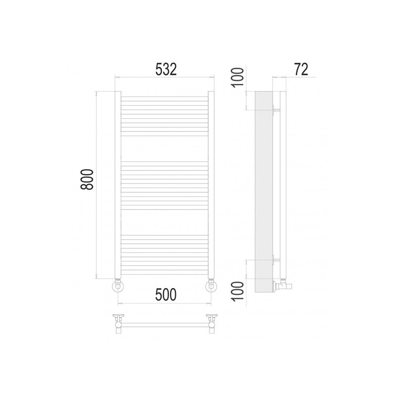 Полотенцесушитель Terminus Аврора П16 500x800 НП (1/2") схема