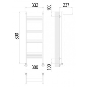 Полотенцесушитель Terminus Аврора П16 300x800 НП (1/2") с полочкой схема