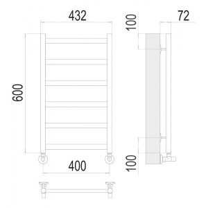 Полотенцесушитель Terminus Аврора П6 400x600 НП (1/2") схема