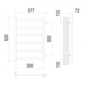 Полотенцесушитель Terminus Аврора П6 500x600 БП (1") схема