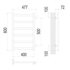 Полотенцесушитель Terminus Аврора П6 400x600 БП (1") схема