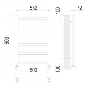 Полотенцесушитель Terminus Аврора П6 500x600 НП (1/2") схема