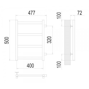 Полотенцесушитель Terminus Аврора П4 400x500 БП (1") схема