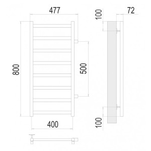 Полотенцесушитель Terminus Аврора П8 400x800 БП 50 (1") схема