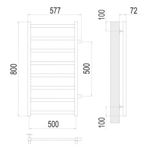 Полотенцесушитель Terminus Аврора П8 500x800 БП 50 (1") схема