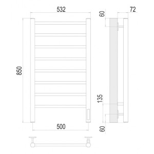 Полотенцесушитель Terminus Аврора электро П8 500x850 НП схема
