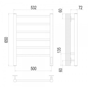 Полотенцесушитель Terminus Аврора электро П6 500x650 НП схема