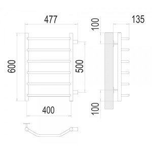 Полотенцесушитель Terminus Виктория П6 400х600 БП (1") схема